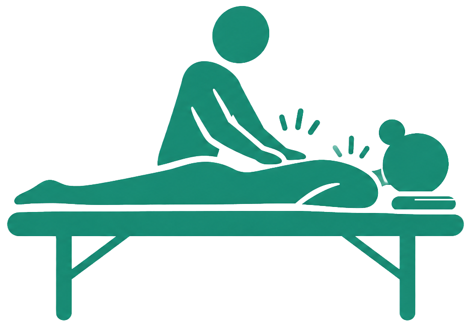 Pictogramme vert d'un massage sur table
